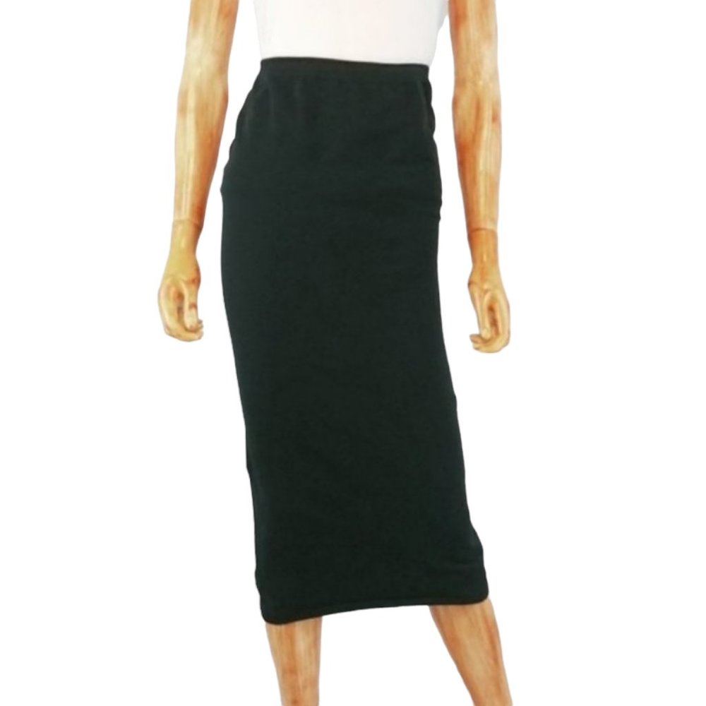 LANEUS high waist black stretch bodycon pencil skirt new